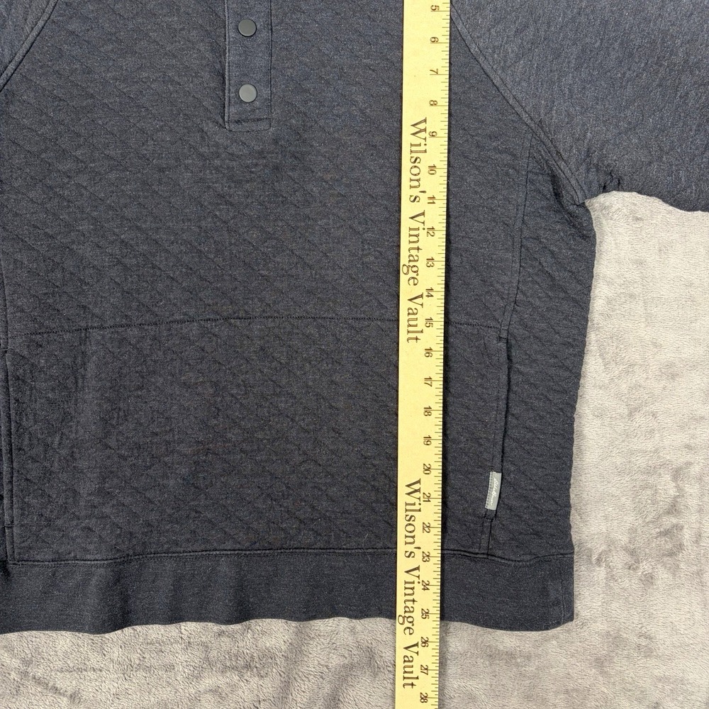 Eddie Bauer Quilted Henley‎ Sweater Mens Large Gray Pullover 1/4 Snap Jacket - Picture 6 of 8